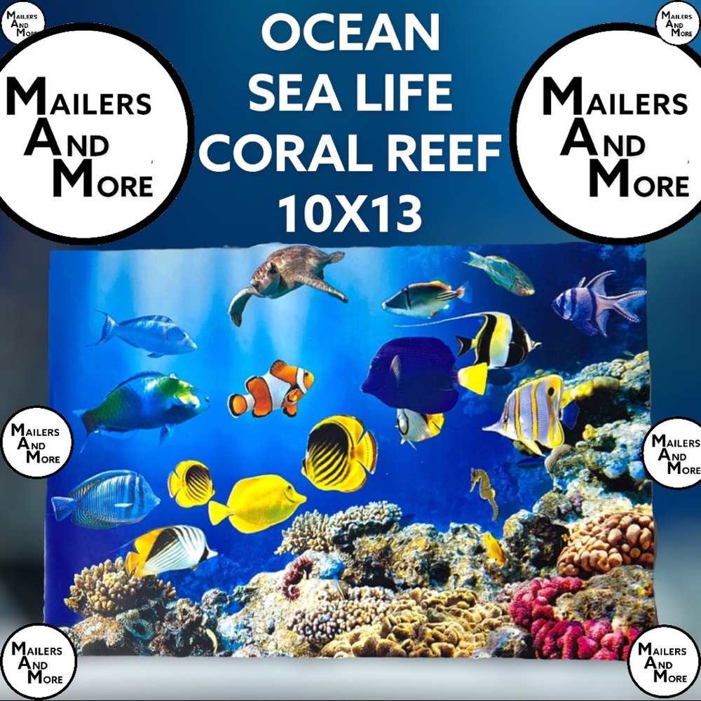 50 10X13 Poly Mailers Ocean Coral Reef With Fish, Turtle, Seahorse PRICE IS FIRM - Picture 5 of 8